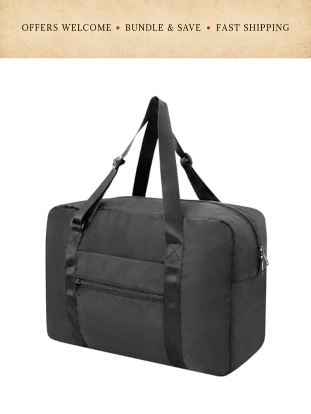 Foldable Travel Duffel Bag 23L Carry-On Personal Item with Padded Strap